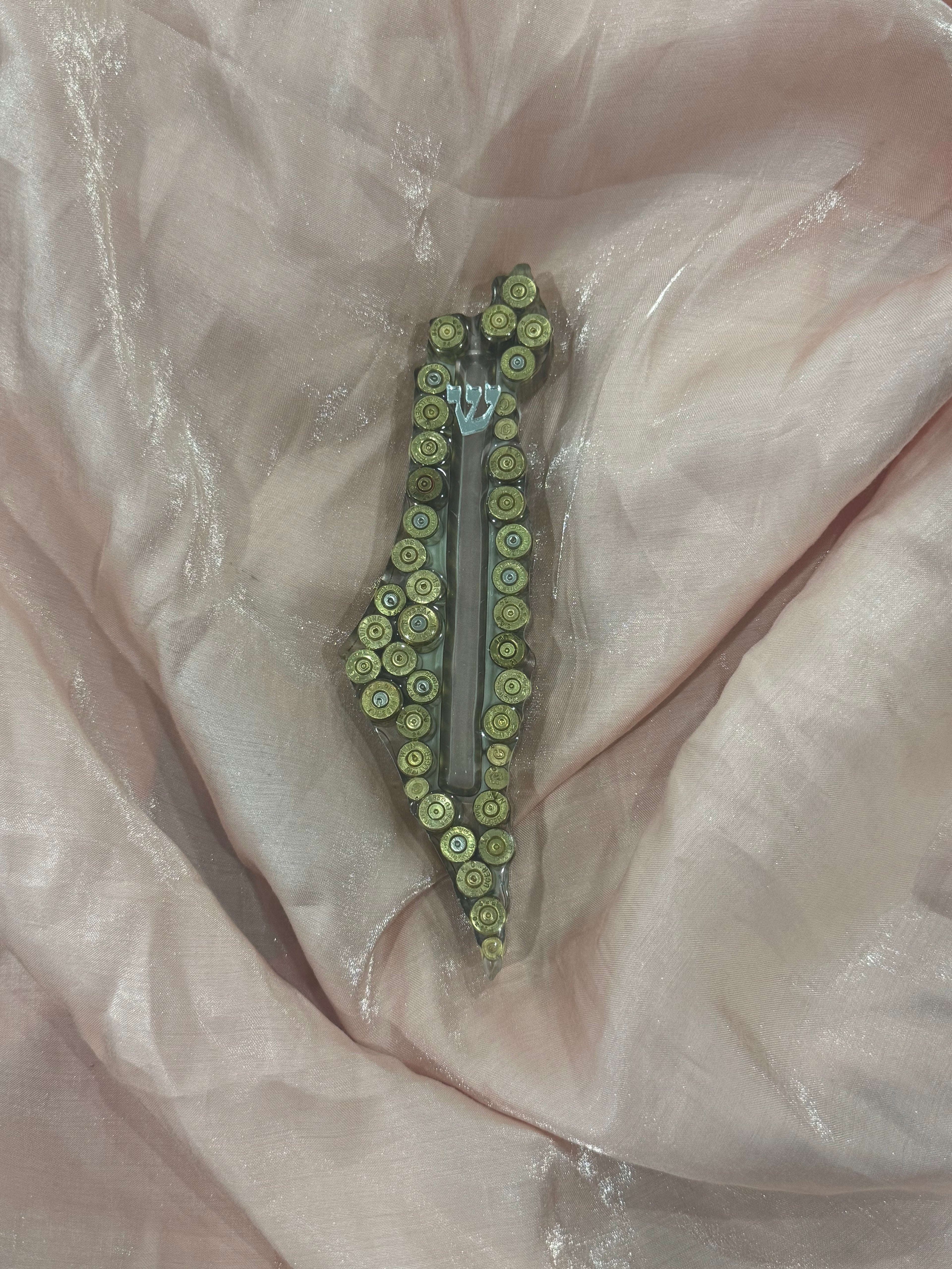 Handmade Real Bullets Mezuzah - Israel shaped
