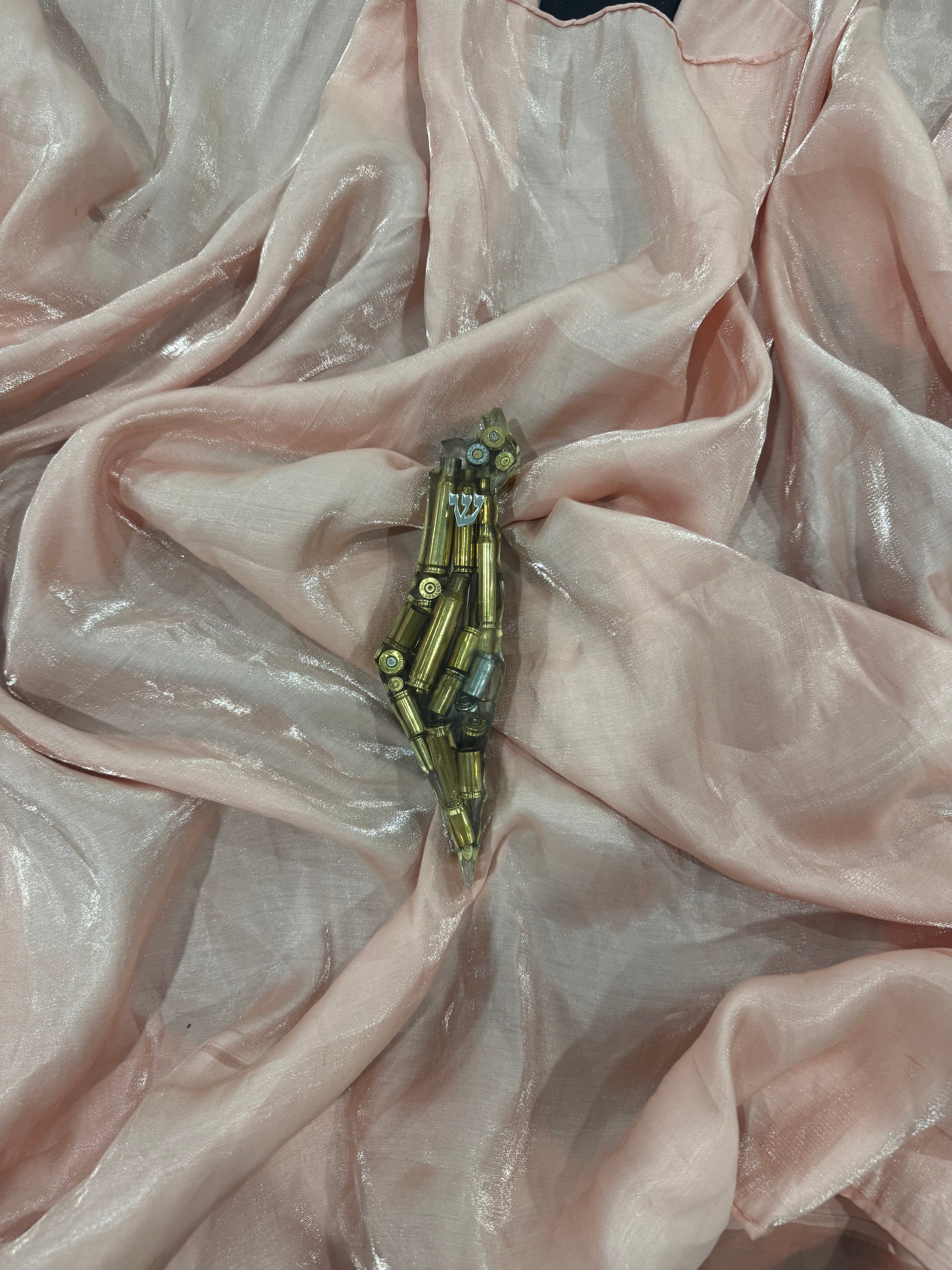 Handmade Real Bullets Mezuzah - Israel shaped