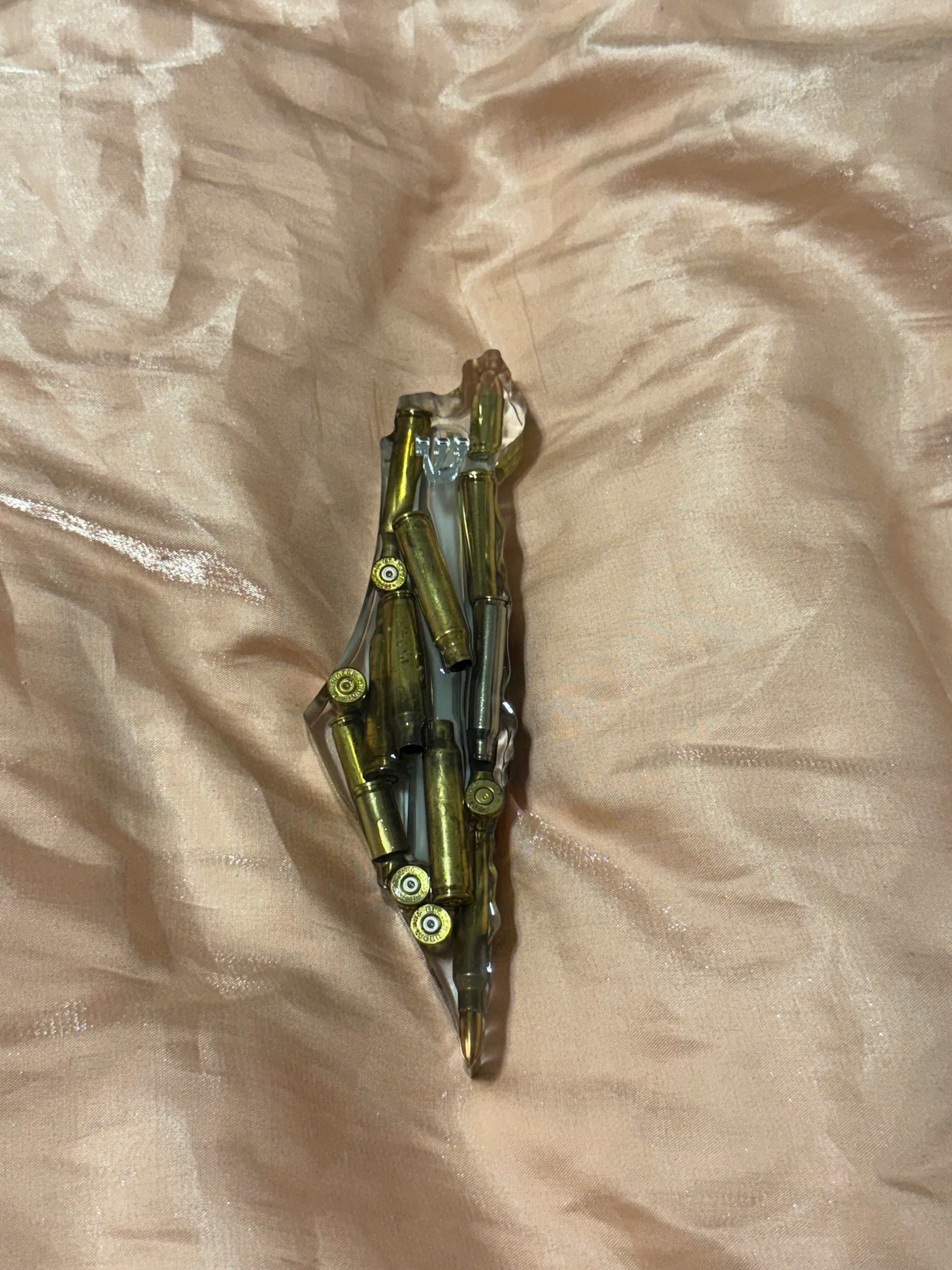 Handmade Real Bullets Mezuzah - Israel shaped