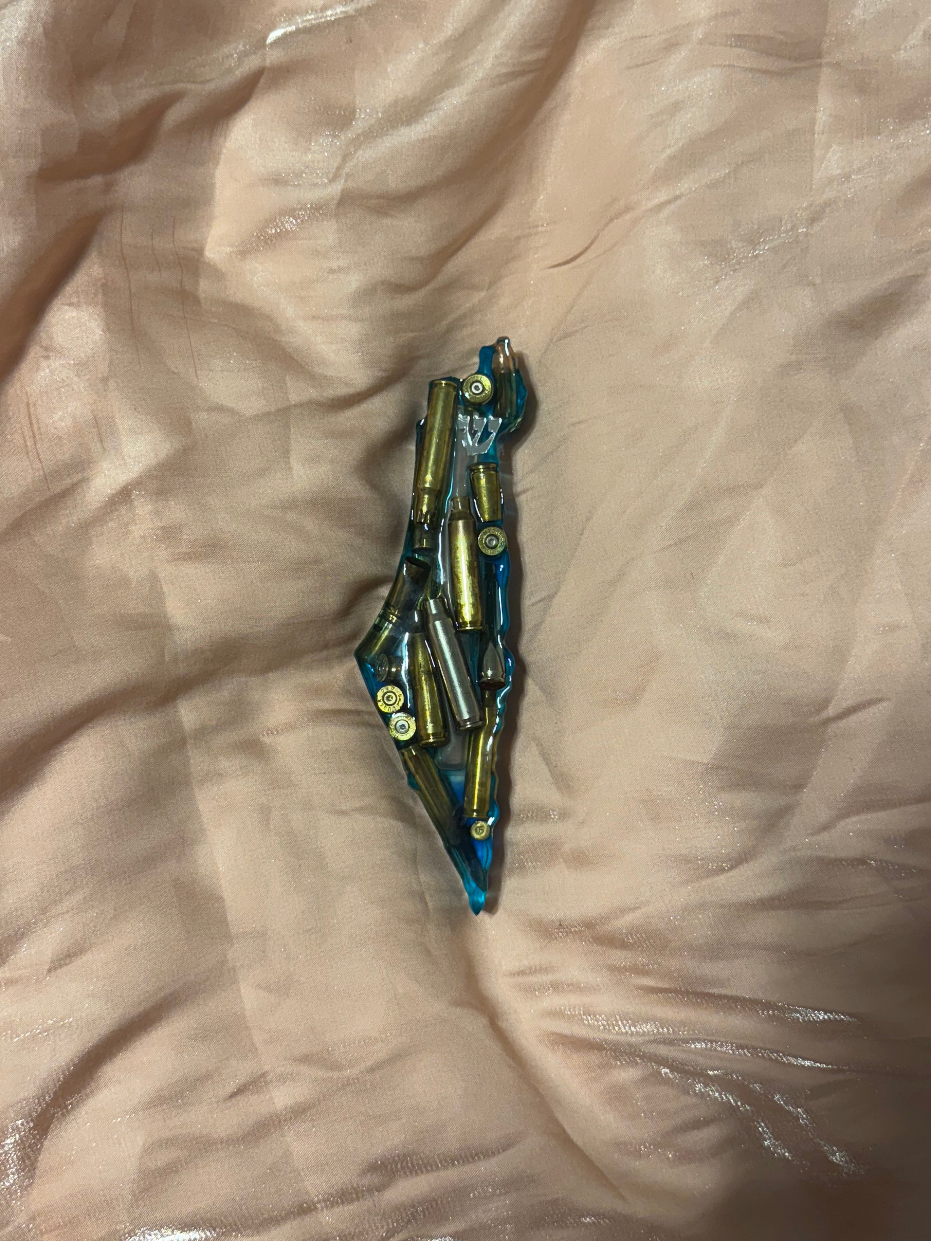 Handmade Real Bullets Mezuzah - Israel shaped