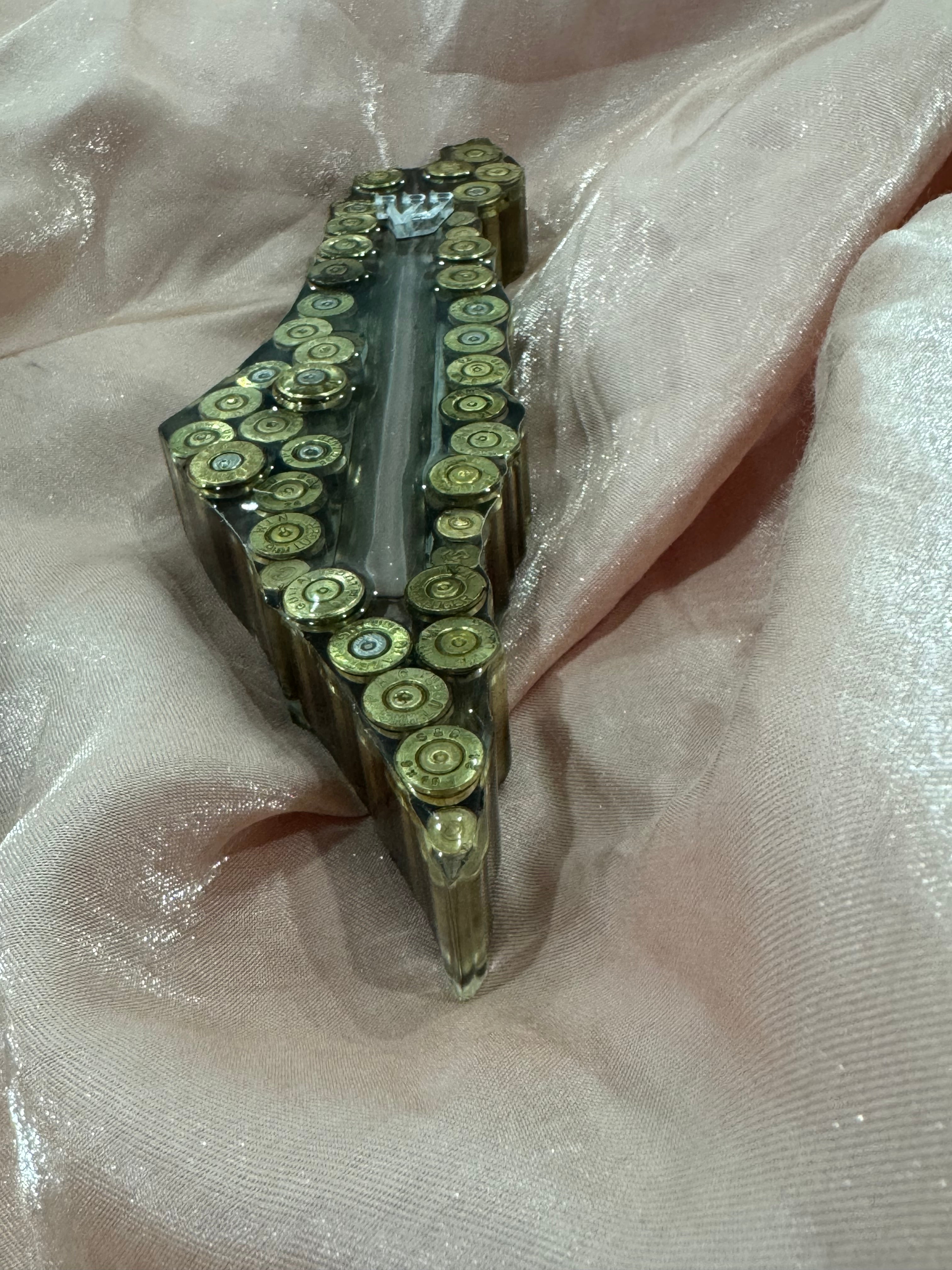 Handmade Real Bullets Mezuzah - Israel shaped