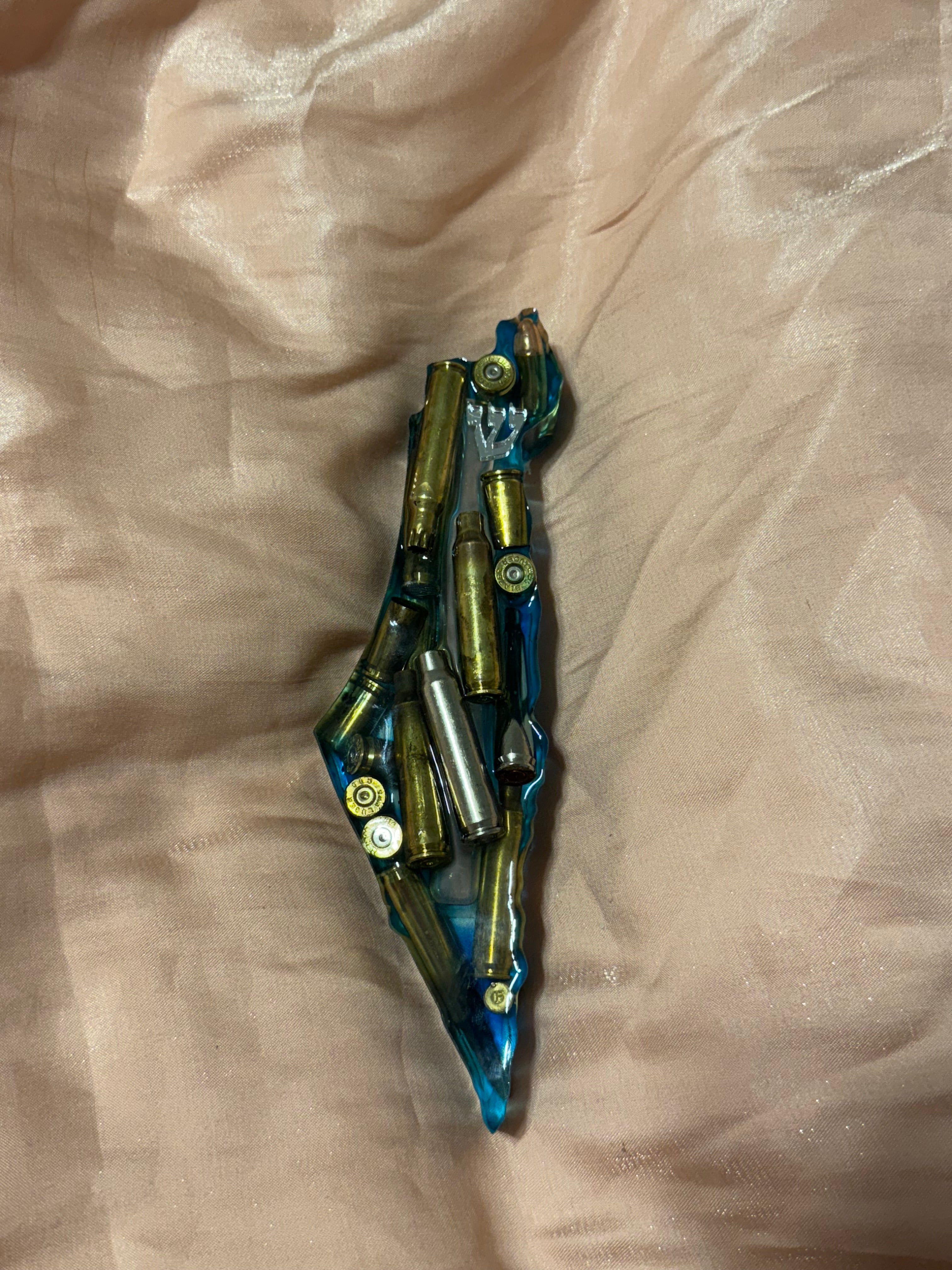Handmade Real Bullets Mezuzah - Israel shaped