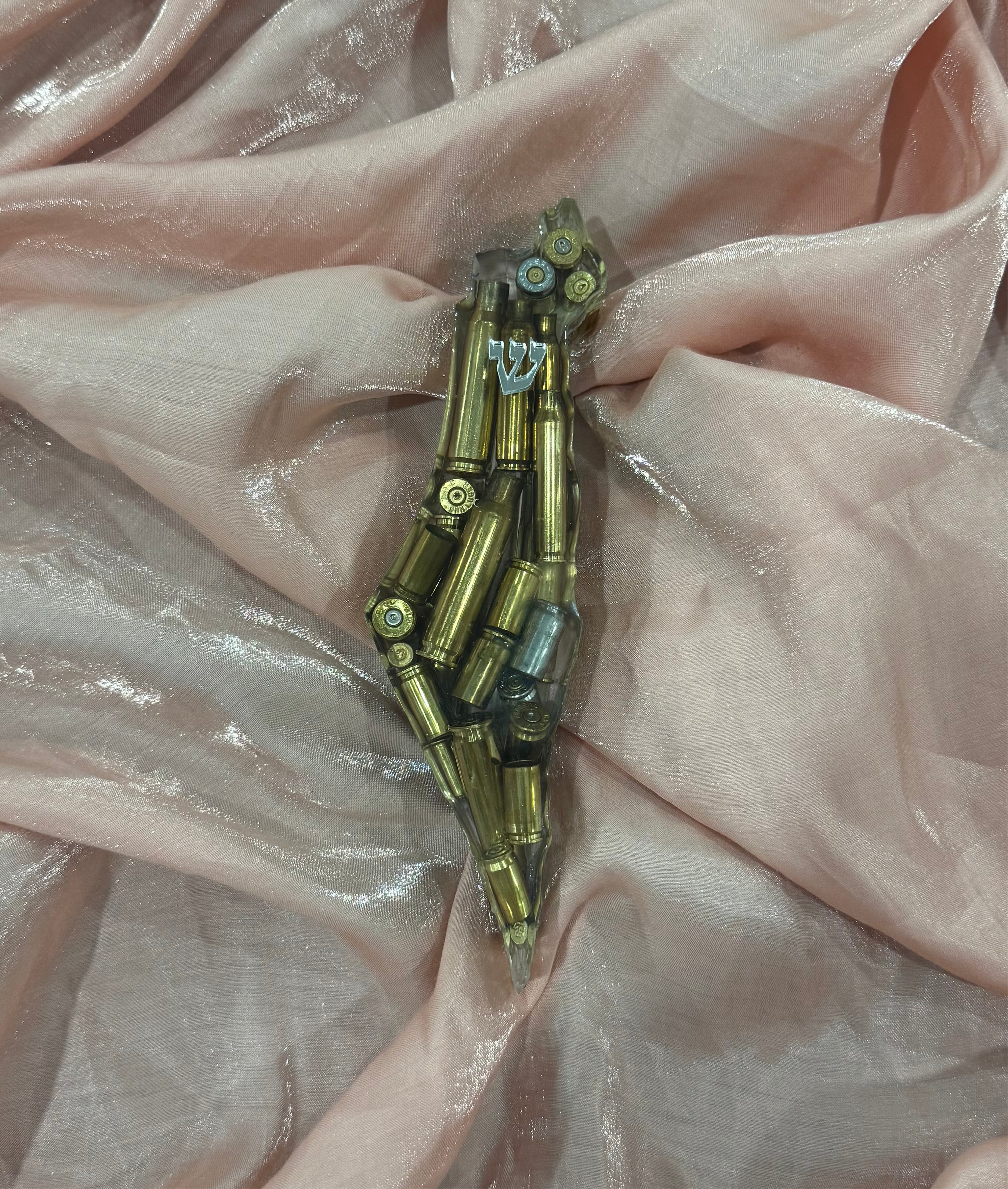 Handmade Real Bullets Mezuzah - Israel shaped