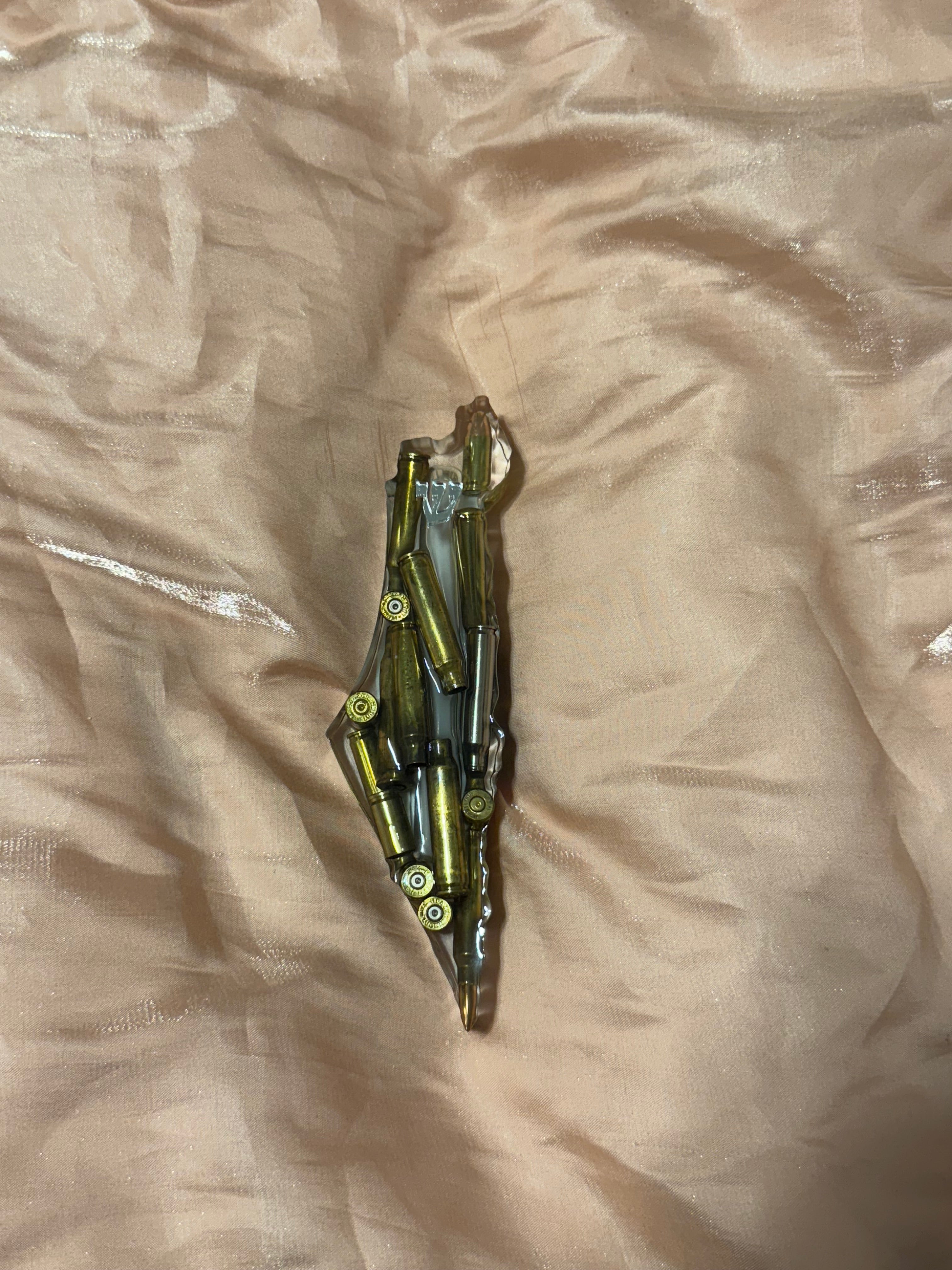 Handmade Real Bullets Mezuzah - Israel shaped