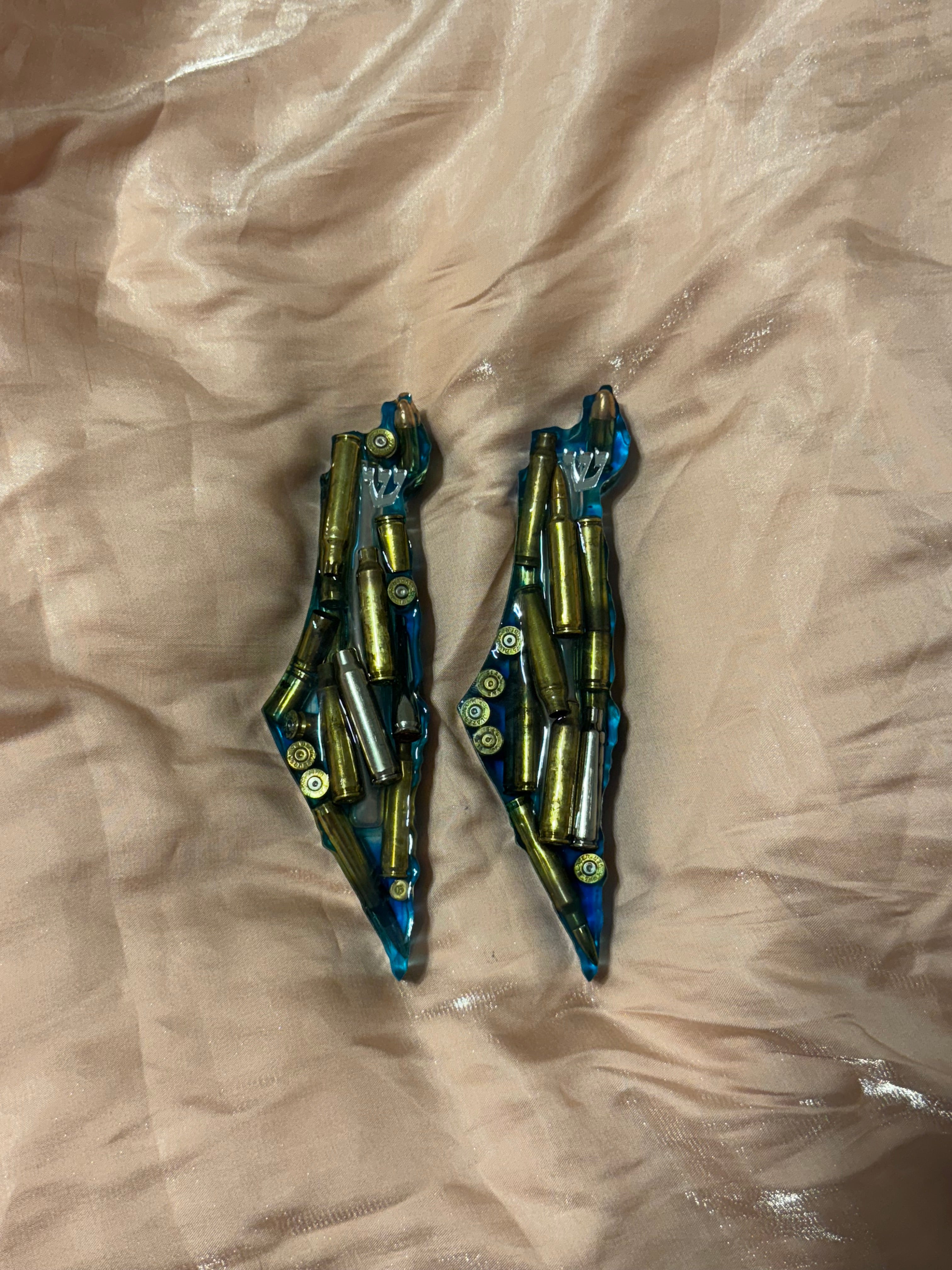 Handmade Real Bullets Mezuzah - Israel shaped