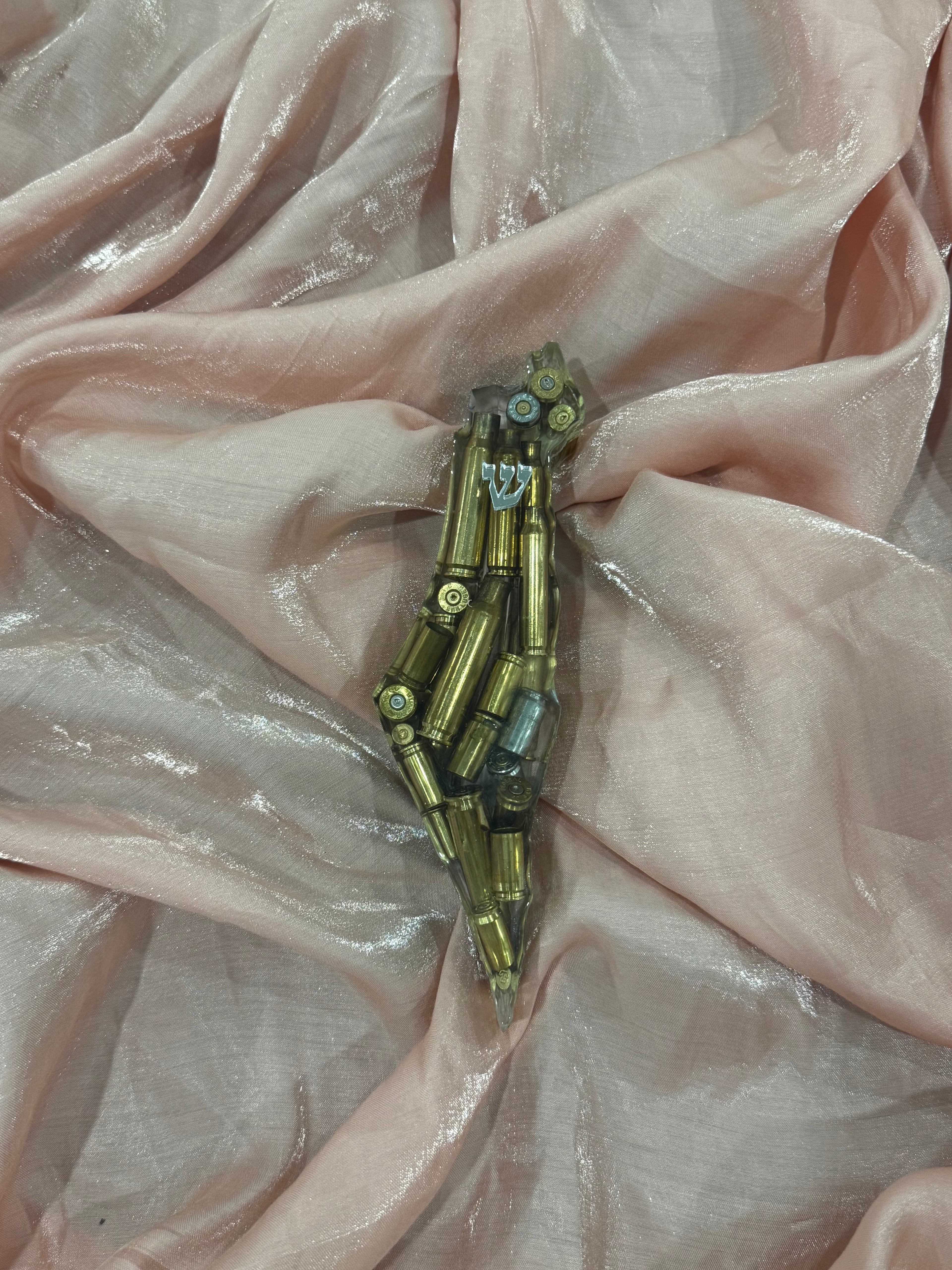 Handmade Real Bullets Mezuzah - Israel shaped