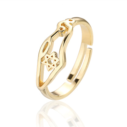 Ring - Star of David and Israel Map Shape