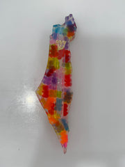 Israel shape Handmade Mezuzah case- GUMMY BEARS in Epoxy \ Resin