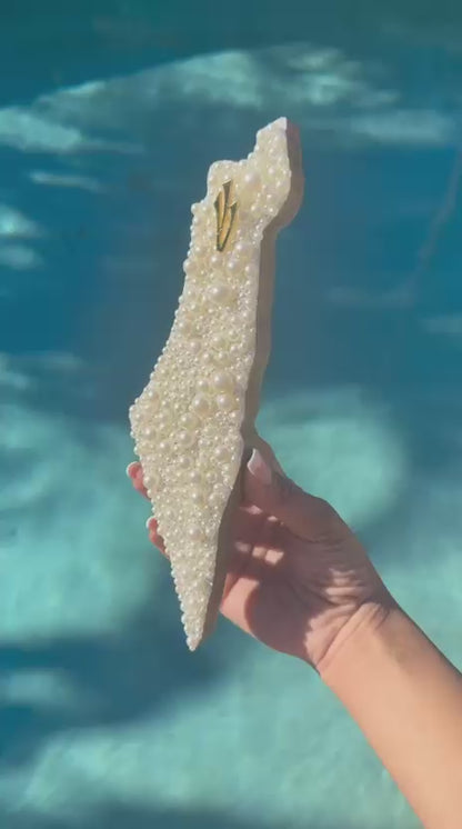 Pearl Mezuzah Israel-Shaped- Handcrafted -  Holidays Edition